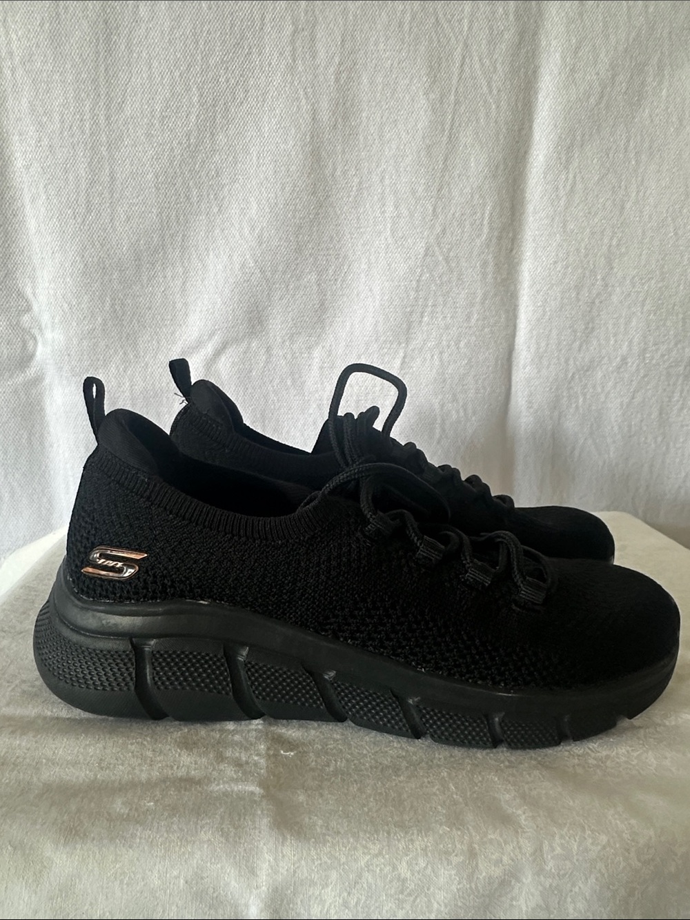 Skechers Black Knit Slip-On Sneakers